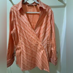 Ashley Steward Striped Orange Women's Top